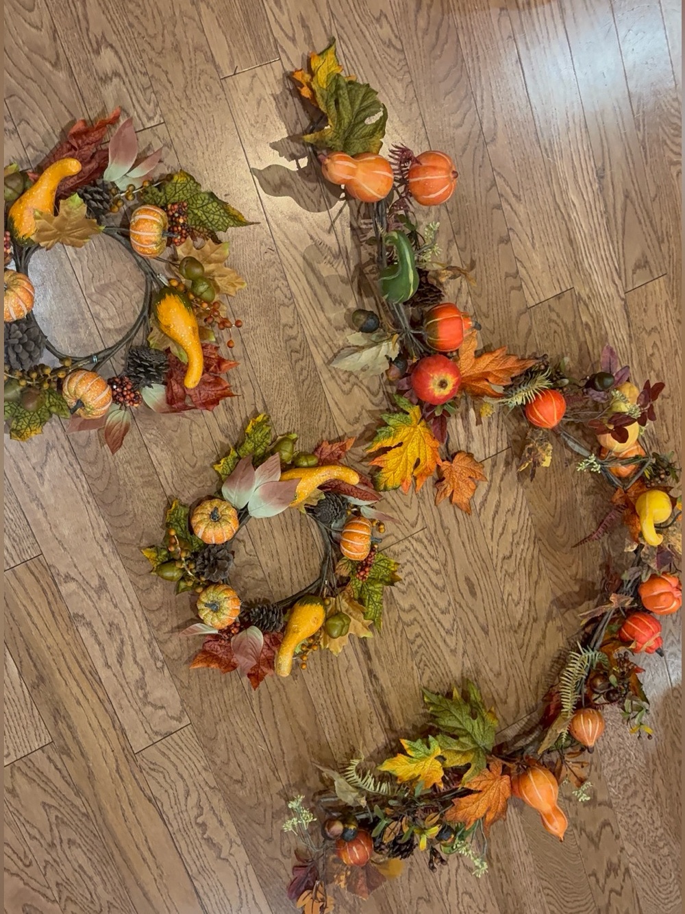 3-Piece Fall Autumn Decor Set - 1 Long Garland & 2 Small Matching Wreaths